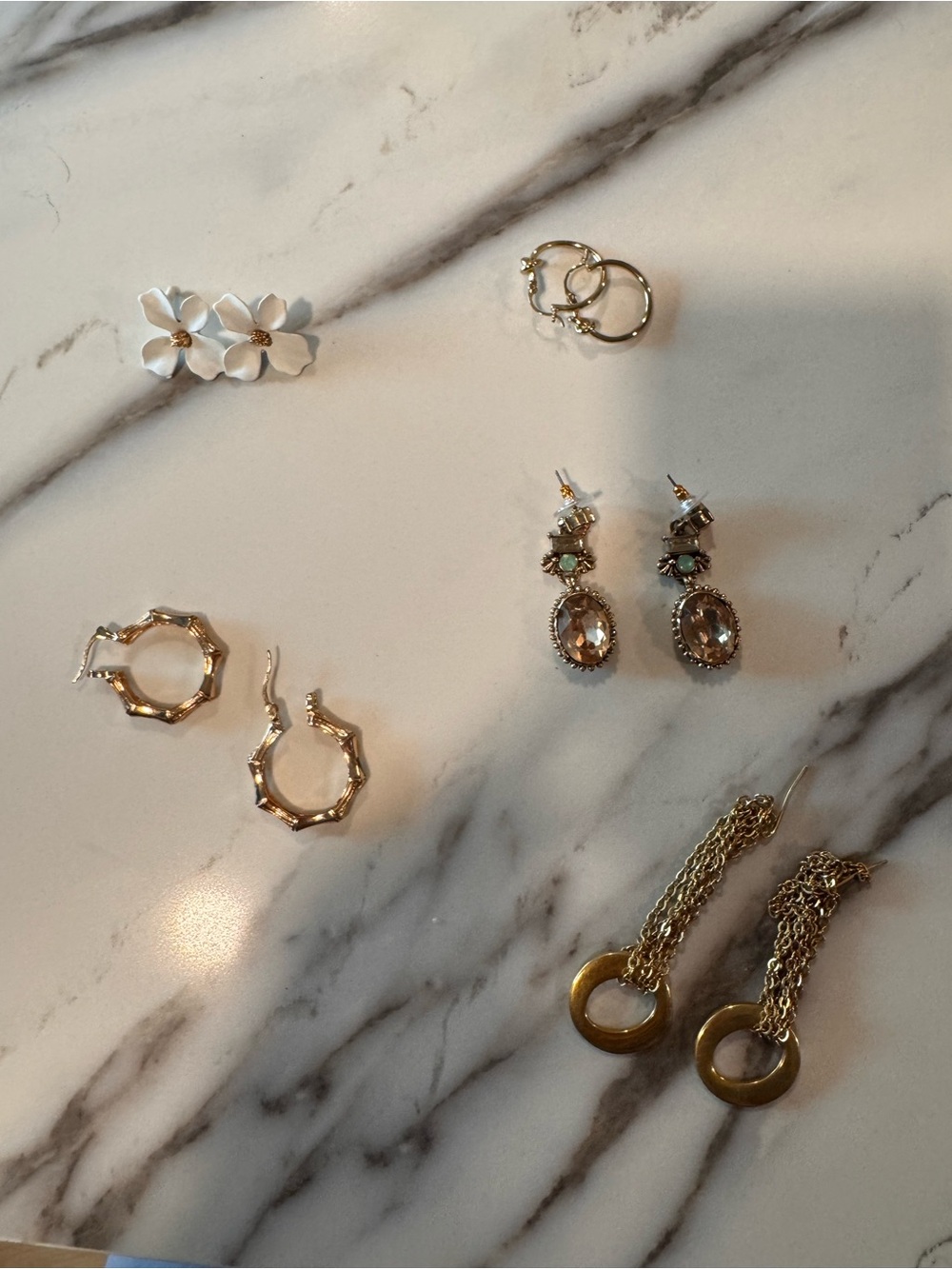 Gold Tone Mixed Earring Set - Elegant Women's Jewelry: lot of 5 pairs